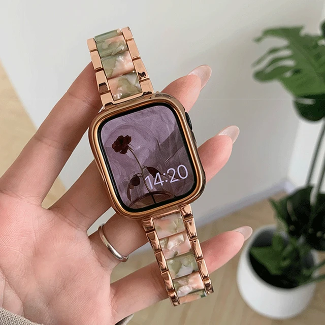 Luxury Women Resin Strap For Apple Watch Ultra 49mm Band 38 40mm 44 42mm Metal Bracelet for iWatch 8 7 6 5 4 se 3 2 1 41mm 45mm AliExpress