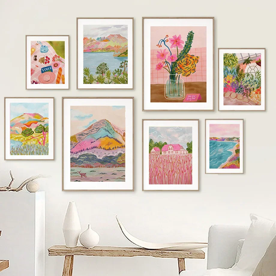 

Abstract Beach Mountain Village Botanical Garden Wall Art Canvas Painting Posters And Prints Wall Pictures For Living Room Decor