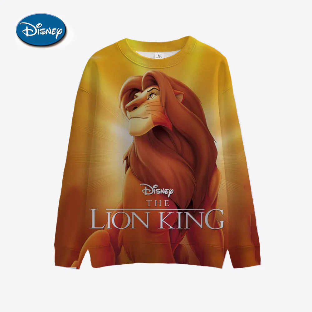 Disney Lion King Cartoon Printed Women\'s Sports Shirt Long Sleeve Round Neck Pattern Hoodie Couple Valentine\'s Day Gift Women\'s