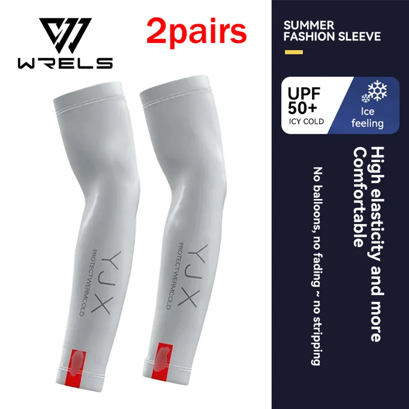 2Pairs Summer Arm Sleeves Breathable Outdoor Cycling Arm Cover Sun Protection Anti UV Elastic Sweat Absorb Driving Arm Cover