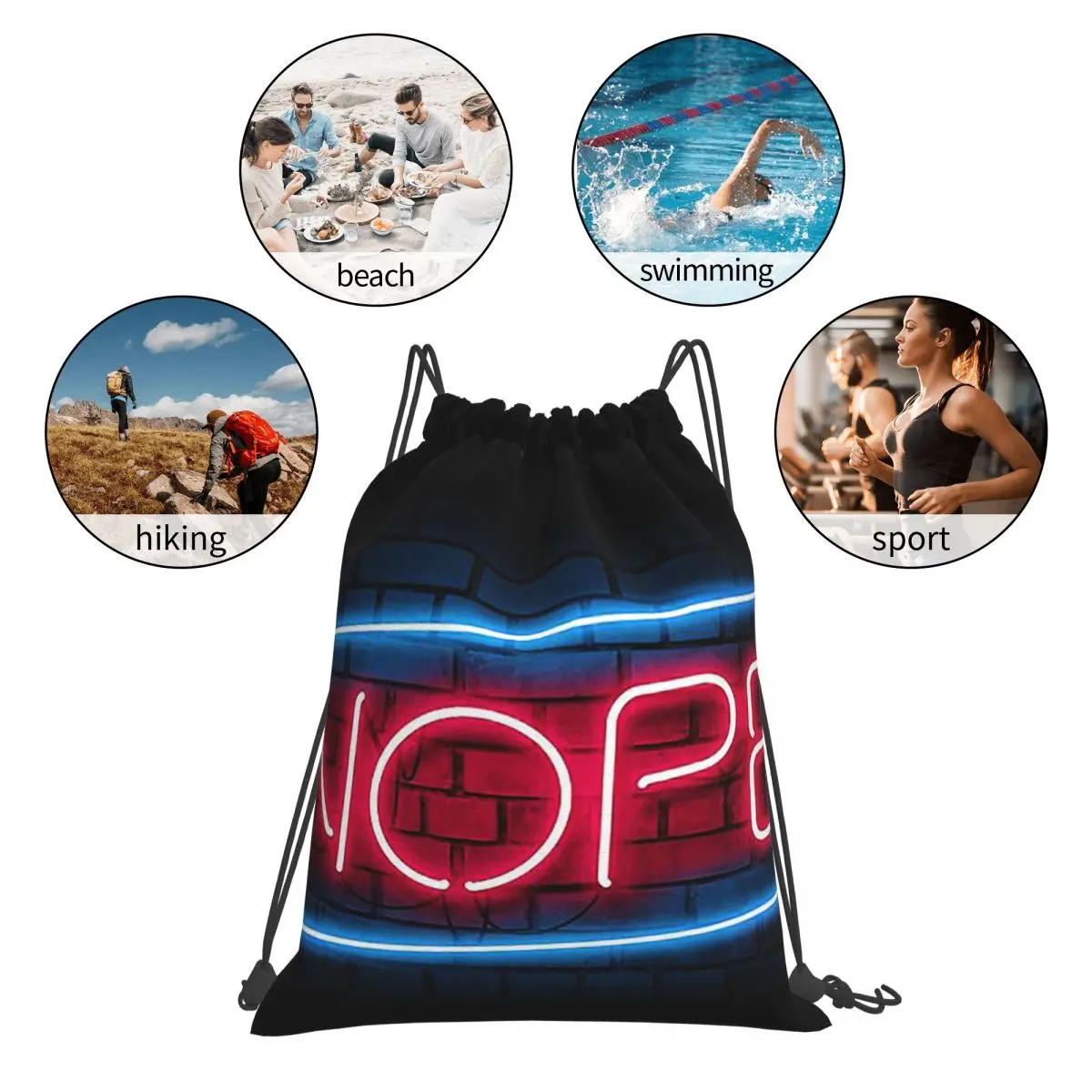 いいえバックパックファッションポータブル巾着バンドルポケット収納袋ブックバッグ男性女性学生