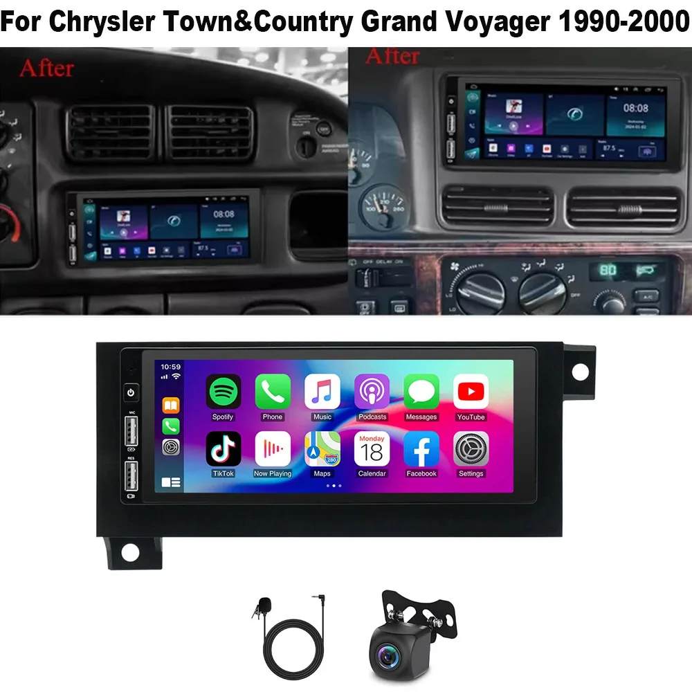 

6.86 in Android 14 Car Navigation For Universal Chrysler Town&Country Grand Voyager 1990-2000 carplay and Android auto function