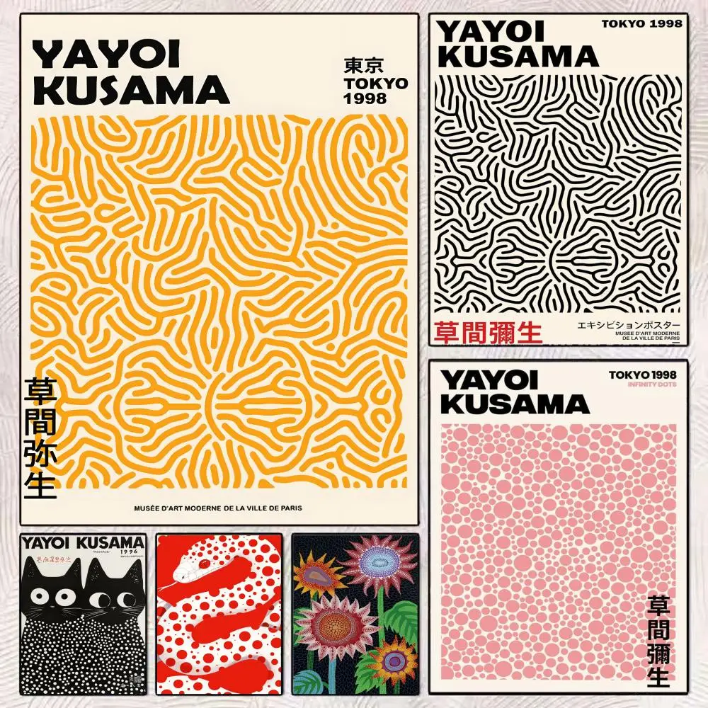 

Y-Yayoi Kusama Pop Art Visual Poster HD Art Mural Wallart Poster Waterproof Vintage Print Decor for Home Decoration DIY