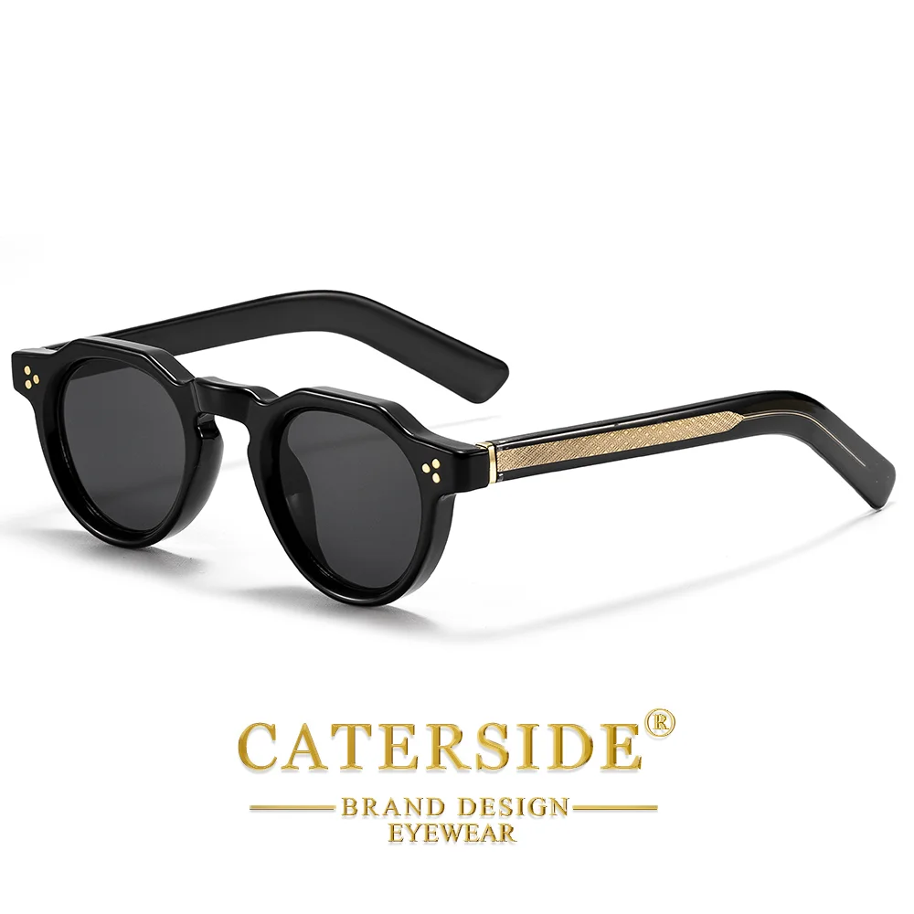 CATERSIDE Modische Runde Sonnenbrille für Damen und Herren, UV400-Schutz, kleiner Rahmen, Retro-Outdoor-Sonnenbrille zum Autofahren und Wandern – Detail 8
