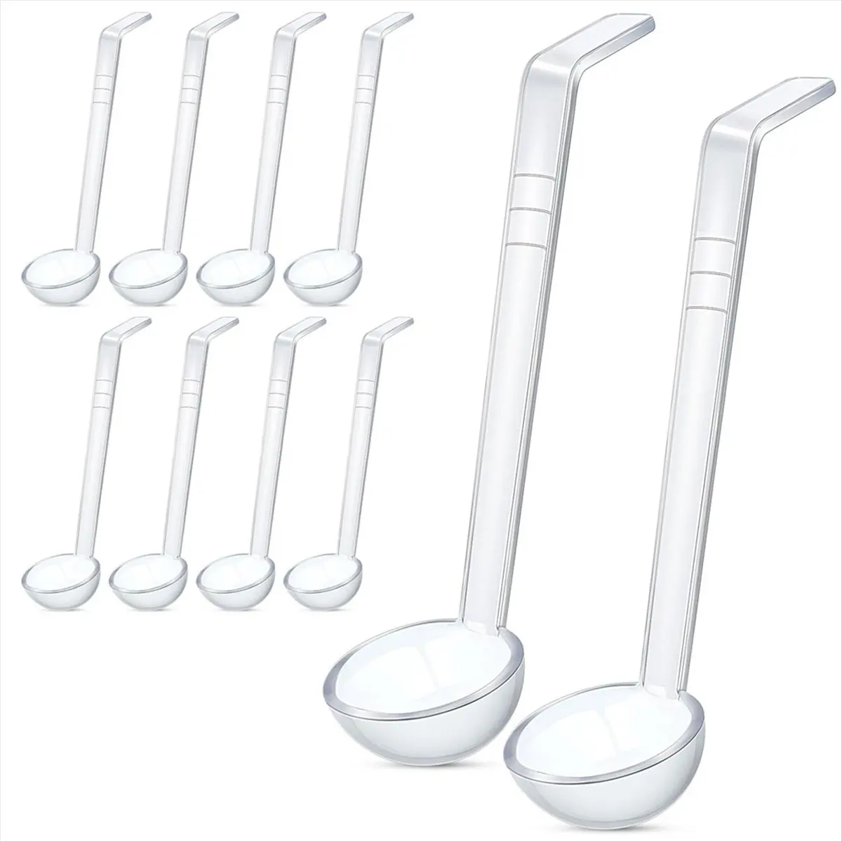 2025+ 10 Pieces 7.8Inch 1Oz Clear Small Ladle Mini Ladle for Sauce Long Handle Plastic Punch Bowl Ladle Serving Spoons