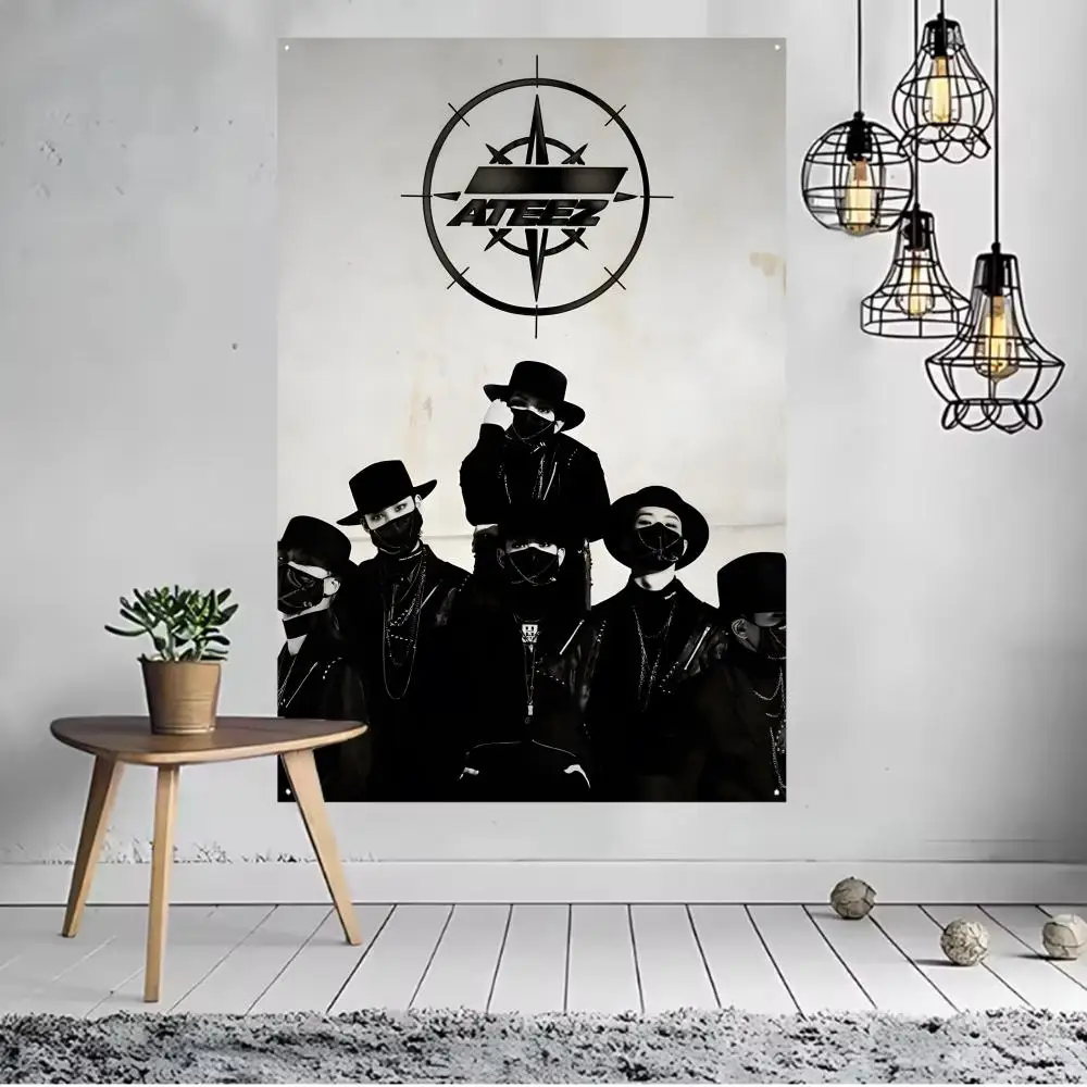 ATEEZ Flags for indoor decoration with no edging and four corner rings for easy hanging