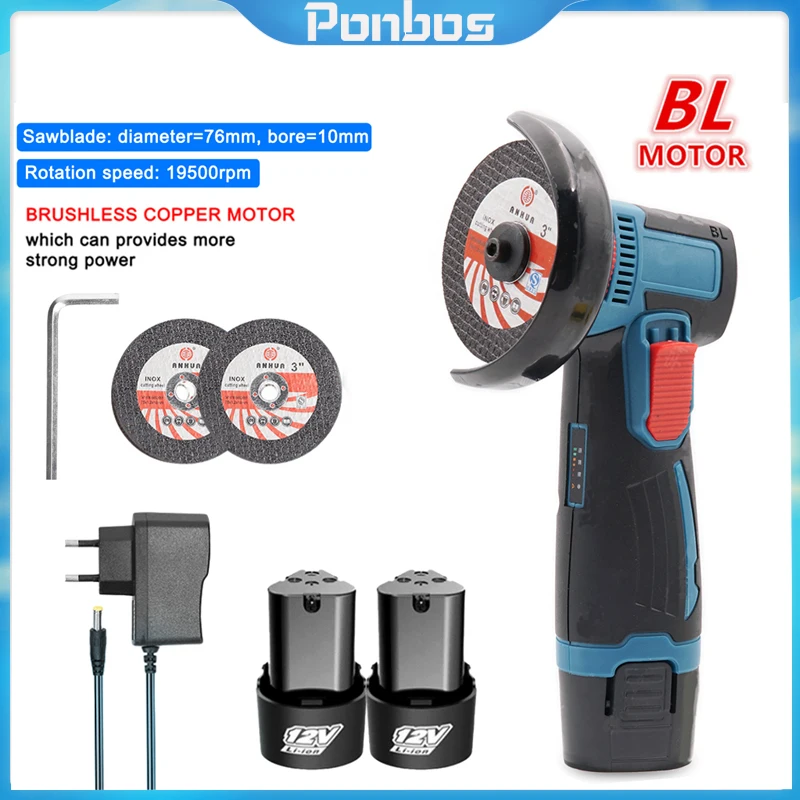 

12V Brushless Angle Grinder 19500RPM Cordless Sanding Tool Cordless Polisher Diamond Cutting Polisher Power Tools