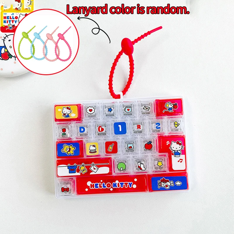 Nieuwe Sanrio 26-toetsen stressverlagende toetsenbord sleutelhangers speelgoed Kuromi My Melody vingertop druk creatief toetsenbord accessoire 26 toetsen