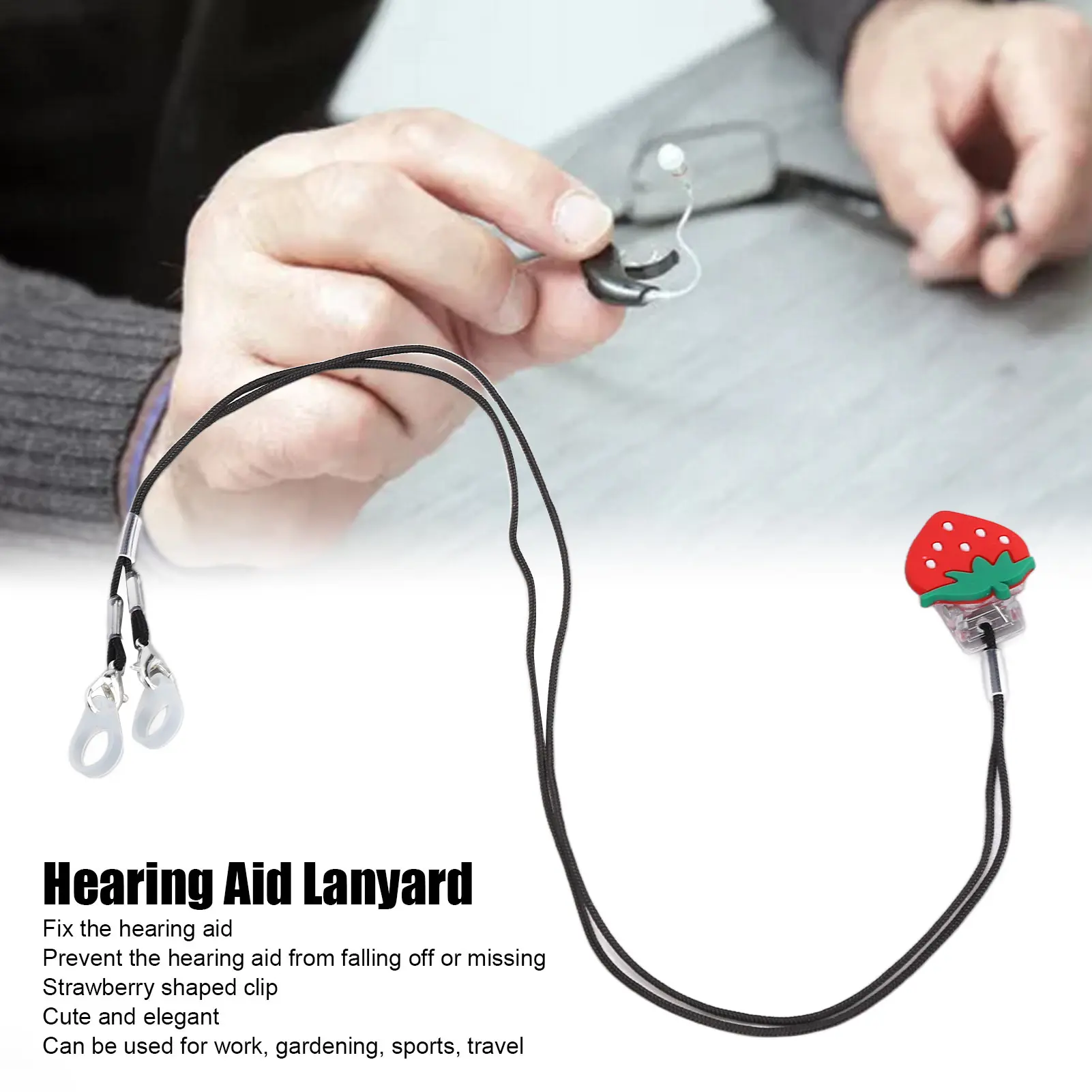 Hearing Aid Lanyard Fixation Lovely Plastic Ergonomic Strawberry Shaped Hearing Aid Clip Holder Portable for Daily Activities