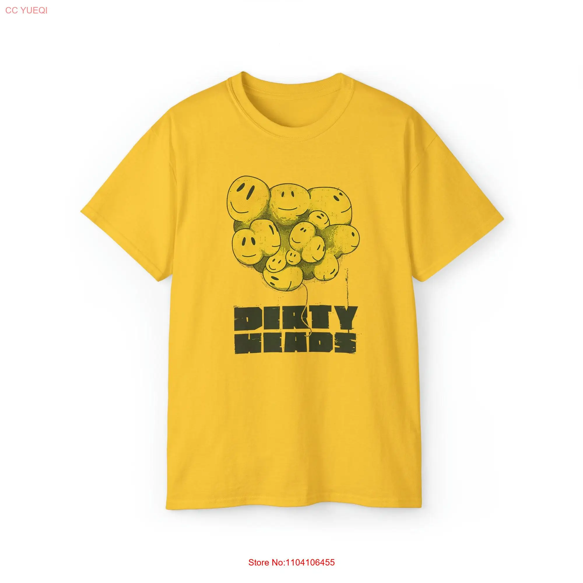 Dirty Heads Yellow Happy Face T Shirt long or short sleeves