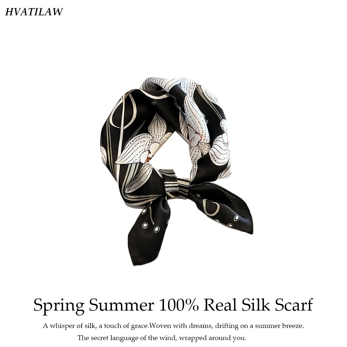 

100% натуральный шелковый квадратный платок 53 см для женщин, повязка для волос, офисный шарф, шейный платок с принтом, роскошный платок-бандана, женская шаль