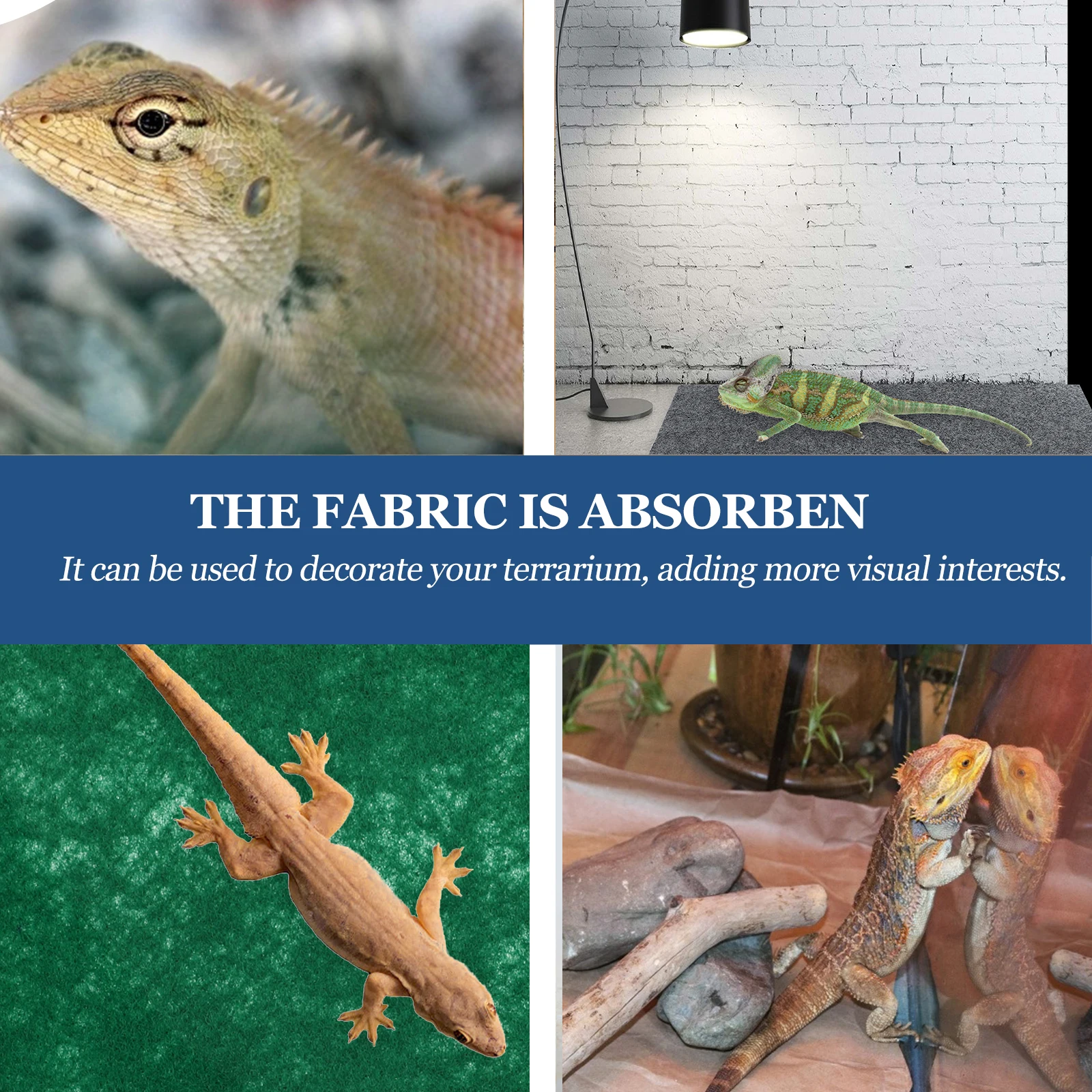 

4Pcs Reptile Carpets Absorbent Polyester Terrarium Liner Substrate Comfortable Reptile Tank Carpet Mat Bedding Supplies