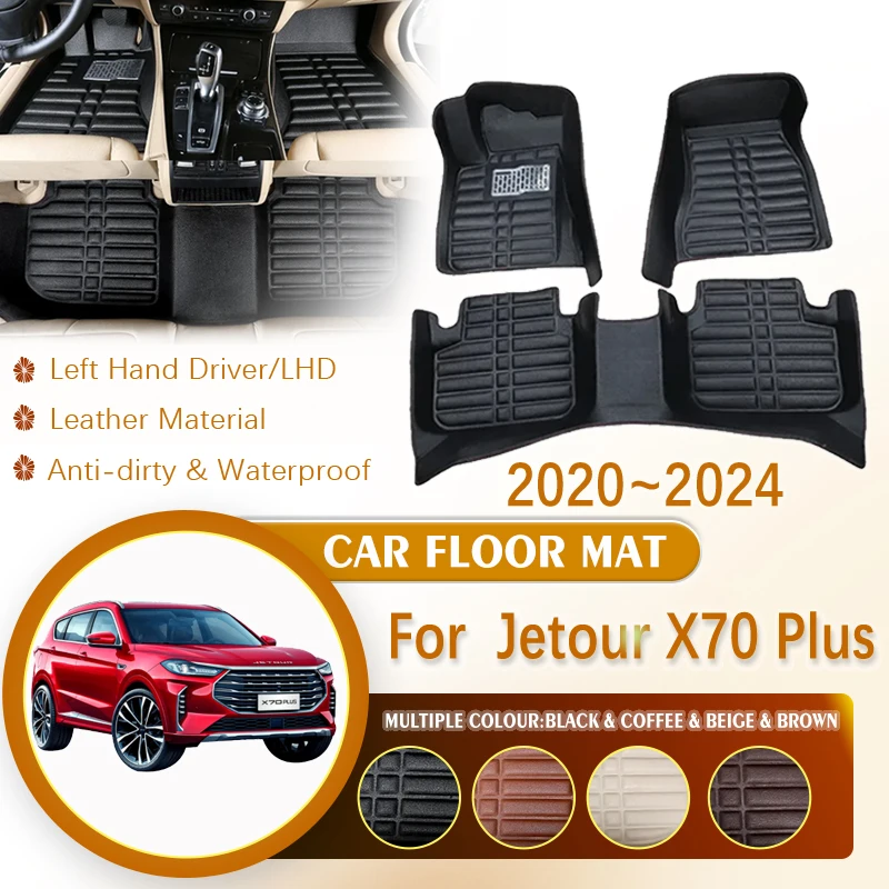 

for Jetour X70 Plus Soueast DX8 Plus 2020~2024 LHD Car Leather Waterproof Foot Inner Liner Carpet Mat Custom Rug Car Accessories