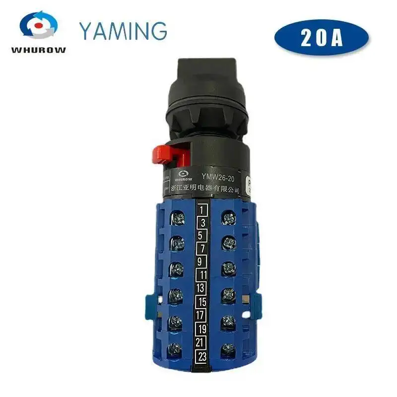 

Rotary Cam Switch YMW26-20S/6 With Lock Button Without Pannel Changeover Cam Switches 6 Poles 24 Terminals Sliver Contact