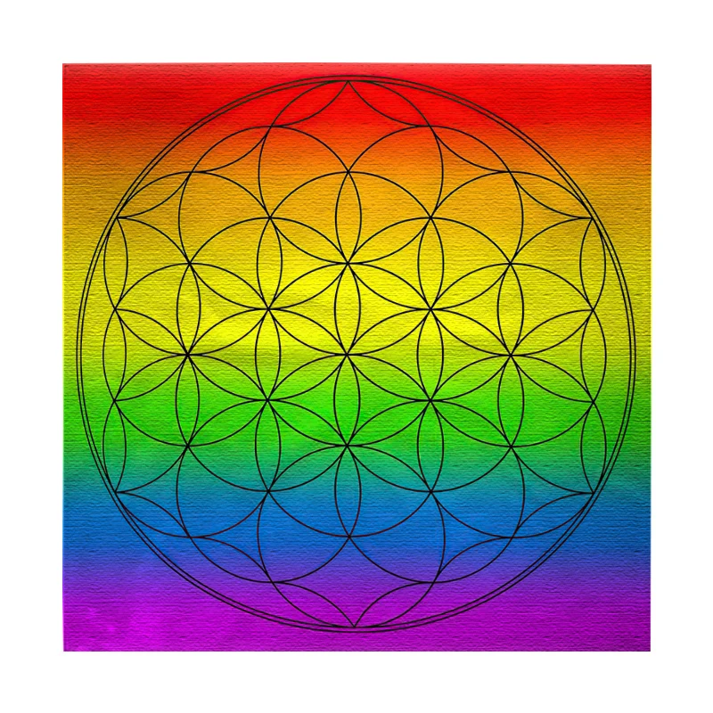 Drop Shipping Rainbow Chakra Tarot Tablecloth Flower of Life Divination Altar Cloth Pendulum Board Game Oracle Cards Pad 49x49CM