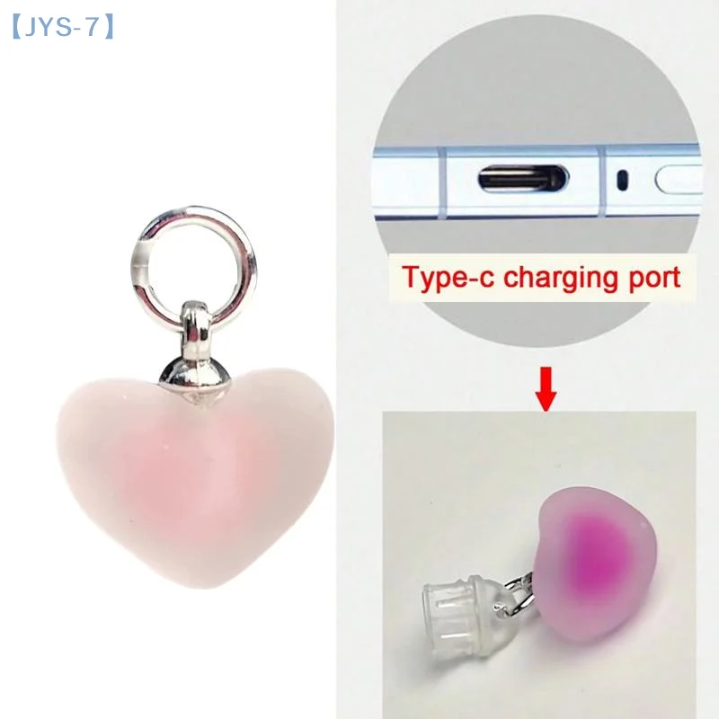 

【JYS-7】Candy Color Love Heart Shaped Phone Dust Plug Phone For Type-C Phone Accessories Heart Shaped Phone Dust Plug Pendant