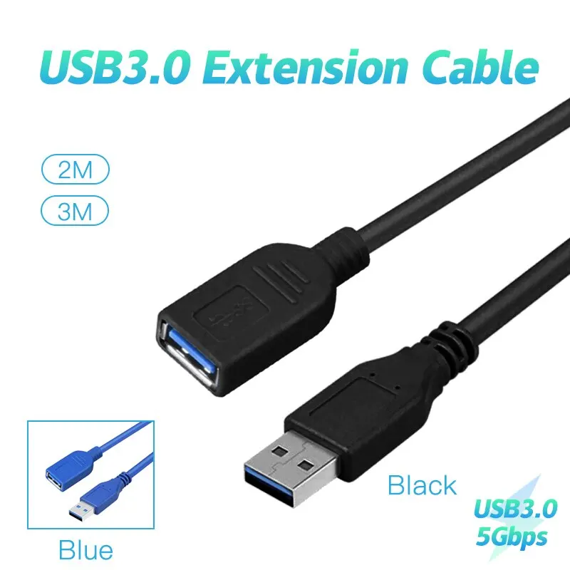 3m USB 3.0 2.0 Extension Cable Male To Female Data Cable Extender Fast Transformation Compatible USB Keyboard Mouse Flash Drive