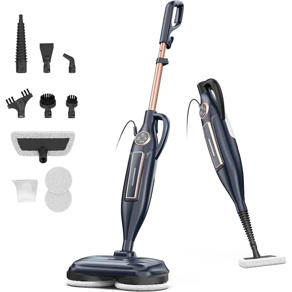 

VM6 team Mop with Rotating Mop Pads, 10 in 1 Steam Mop, Lightweight Spin Mop & 3 Steam es or Hard loor Laminate Marble lo(Ink)
