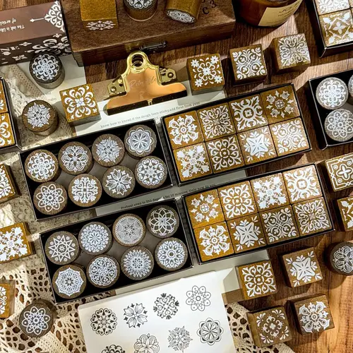 Imagen 1 del producto Sello de madera con patrón tallado, sello de madera de Mandala, sellos de diario Vintage