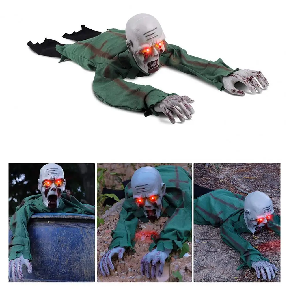 شخصية شبح زحف قابلة للطي ، ديكور شبح زحف هالوين مع صوت ، عيون متوهجة ، كهربائية واقعية لجميع الأعراس المسكونة