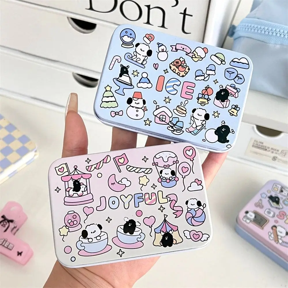 Rectangular Puppy Pattern Storage Box INS Style Empty Mini Candy Tin Box Cute Multifunction Jelly Puppy Graffiti Pill Cases