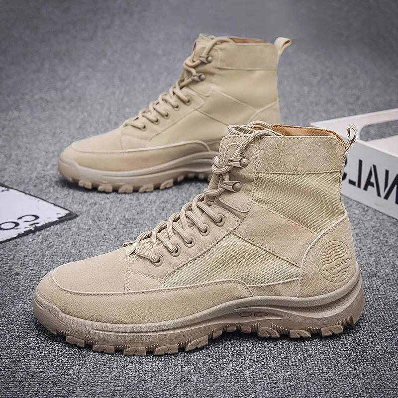 

Мужские повседневные парусиновые ботинки для пустыни с высоким берцем для пешего туризма Mountain oes с внутренним язычком, уличная рабочая одежда, дышащая