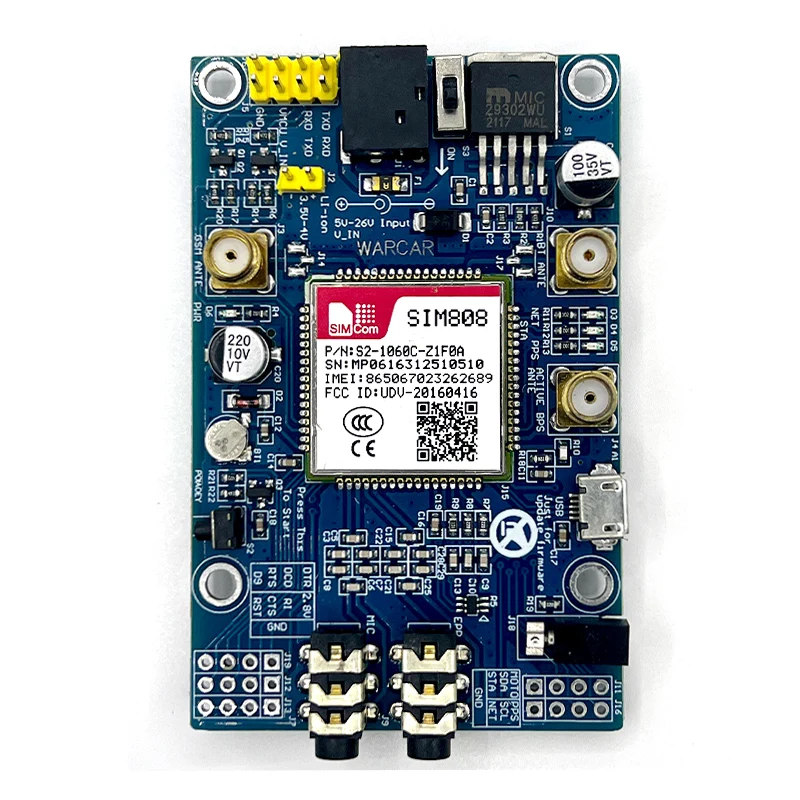 SIM808 Module GSM GPRS GPS Development Board IPX SMA with GPS Antenna for Arduino Raspberry Pi Support 2G 3G 4G SIM Card