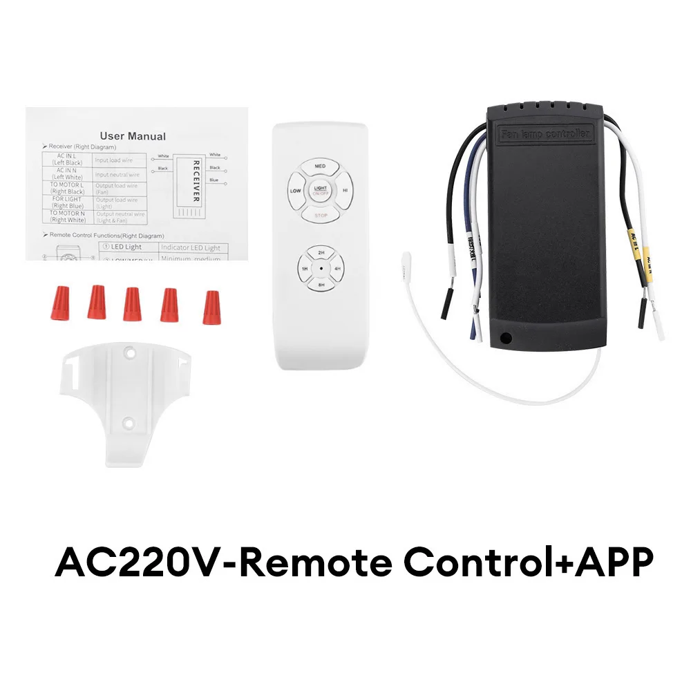 2 Channels Universal Ceiling Fan Lamp Remote Control AC 110-220 V Timing Control Switch Adjusted Wind Speed Transmitter Receiver