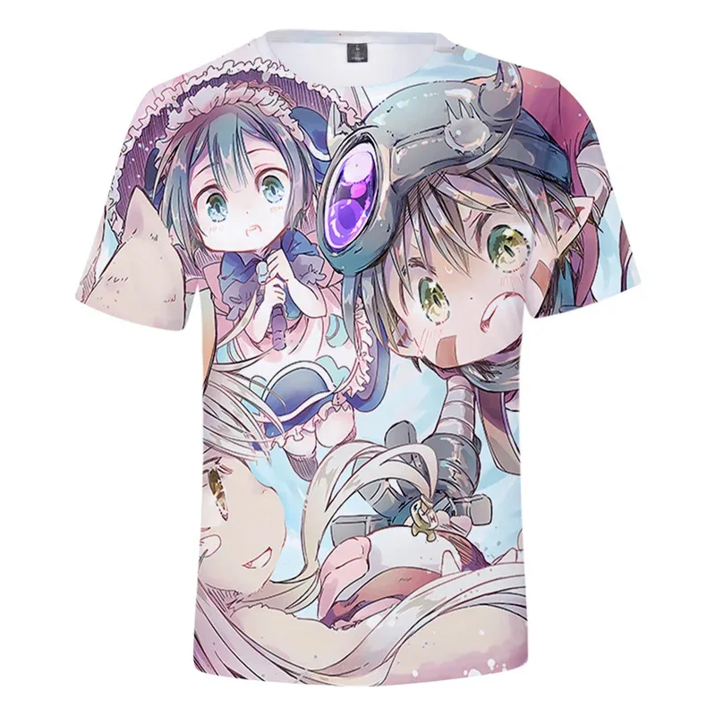 2025 yiyi2025yiyi2021 Nanachi صنع في الهاوية Reg Kawaii أنيمي T- ثلاثية الأبعاد طباعة الرجال النساء الشارع الشهير نمط س الرقبة تي شيرت Harajuku Ca #4