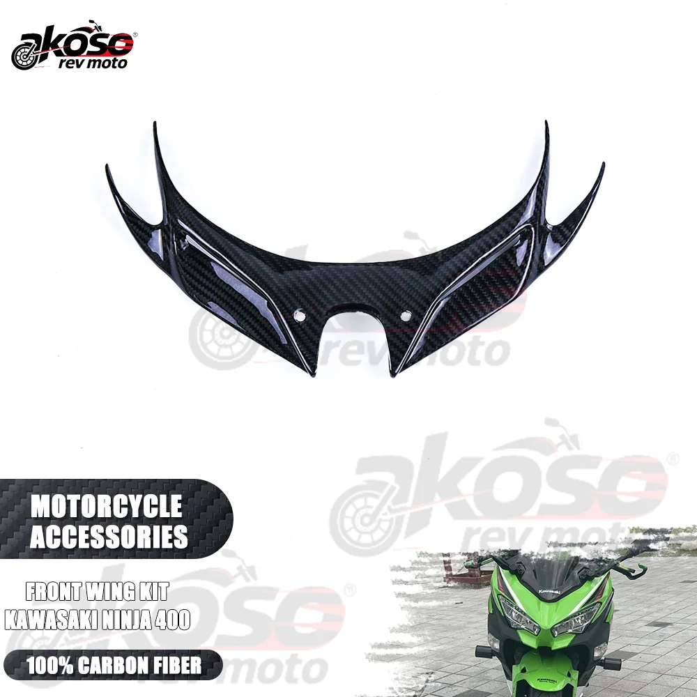 

Carbon Fiber Front Wing Kit Spoiler Ailerons Fairing hood Set Motorcycle Part For Kawasaki Ninja 400 EX400 Z400 2019 Accessories