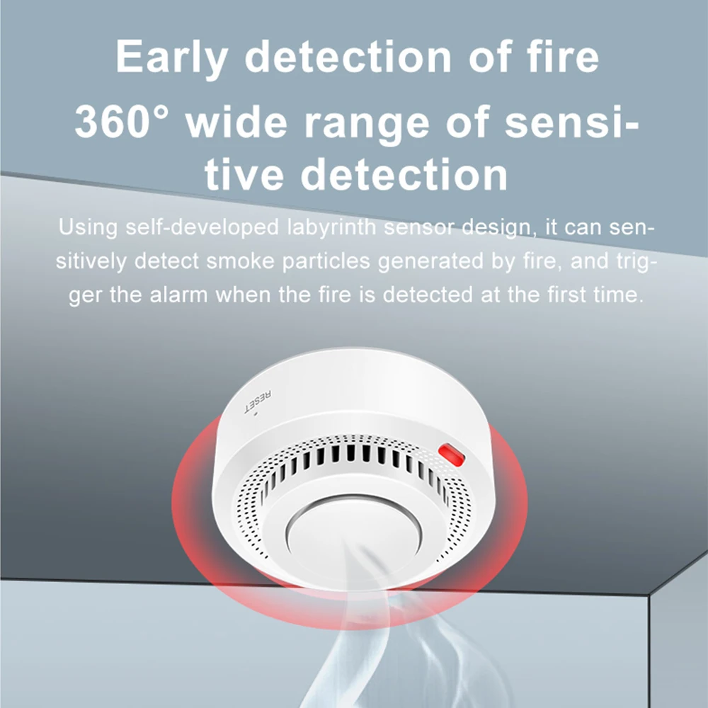 Tuya Smart Smoke Detector Wifi/Zigbee Fire Protection Home Security Alarm Smoking Sensor Work With Tuya Zigbee Hub