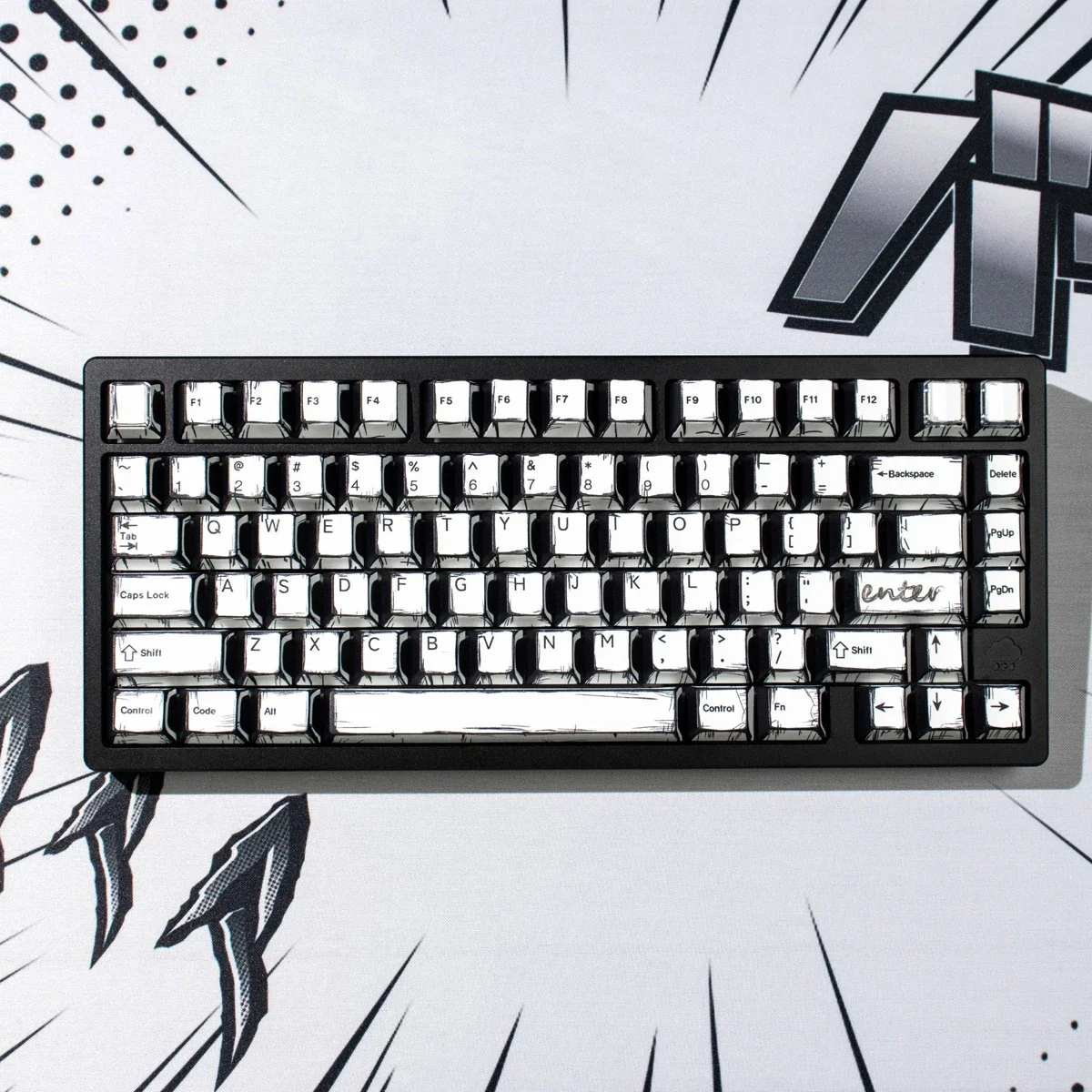 

Manga Style White Keycap PBT Dye Sublimation Cherry Profile Fit 60%-108% Peripheral Keycaps for Mechanical Keyboard Accessories