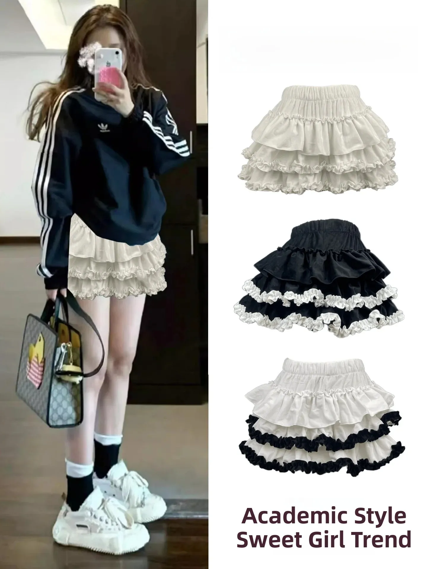 Ballet Style Pumpkin Puff Short Skirt Half-length Flared Skirt with Inner  High Waist Elastic Polyester Fiber for Dance...