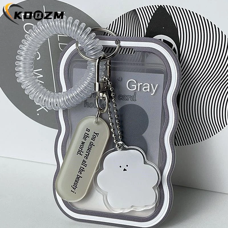 Ins Style Photocard Holder Transparent Card Holder Keychain Photo Sleeves Bus Card Student Card Case Photo Protector