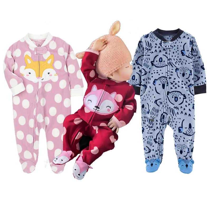 9M Baby Fleece Pajamas Girls Warm Romper Warm Winter Underwear One Piece Coveralls Boys Outfits Infants Clothes Bebe