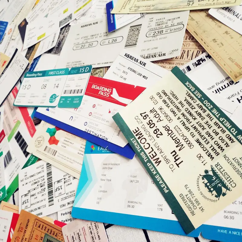 Passes d\'embarquement rétro pour compagnies aériennes, billets, bagages, valises à roulettes, autocollants décoratifs imperméables
