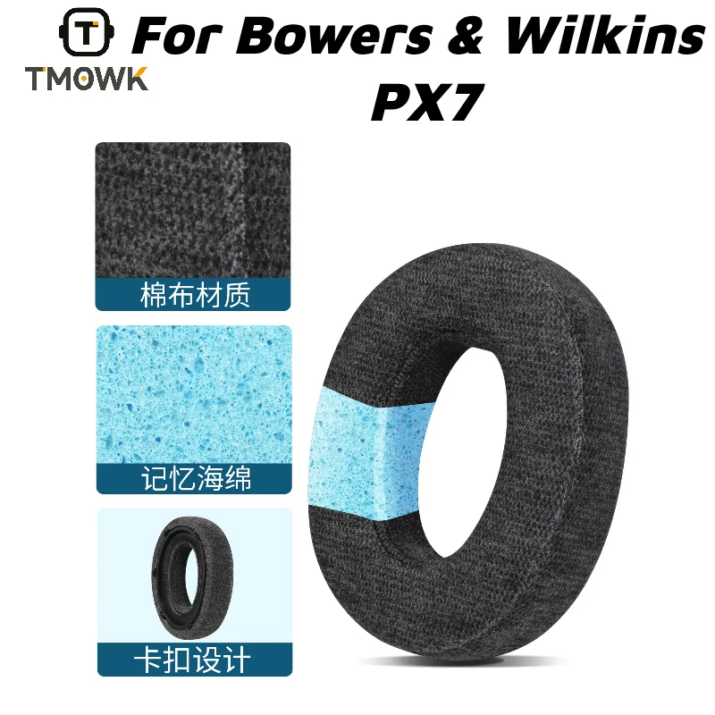For Bowers & Wilkins PX7 Bluetooth Noise Cancelling Headset Replacement Cotton Fabric Pads, Comfort Soft Ear Cushion Accessories