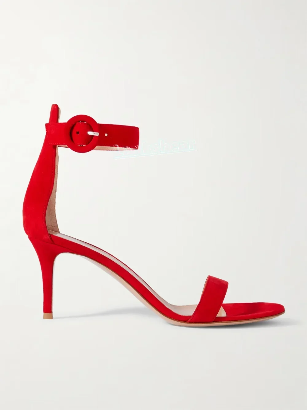 

Red Suede Solid Women Sandals Round Open Toe Ankle Strap Round Buckle Thin High Heels Slingback Women Stilettos Summer 2025 New