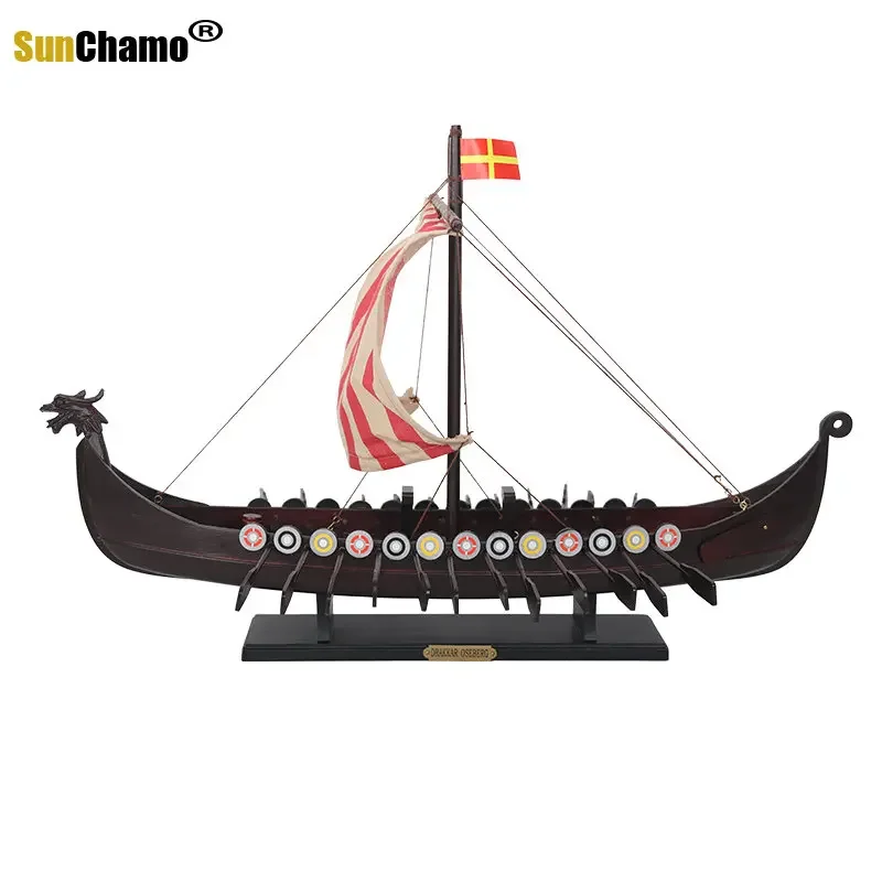 Sunchamo Antique Dragon Boat Sailing Ship Model Home Decor Craft Decoration Nordic Viking Battleship Accessories for Living Room