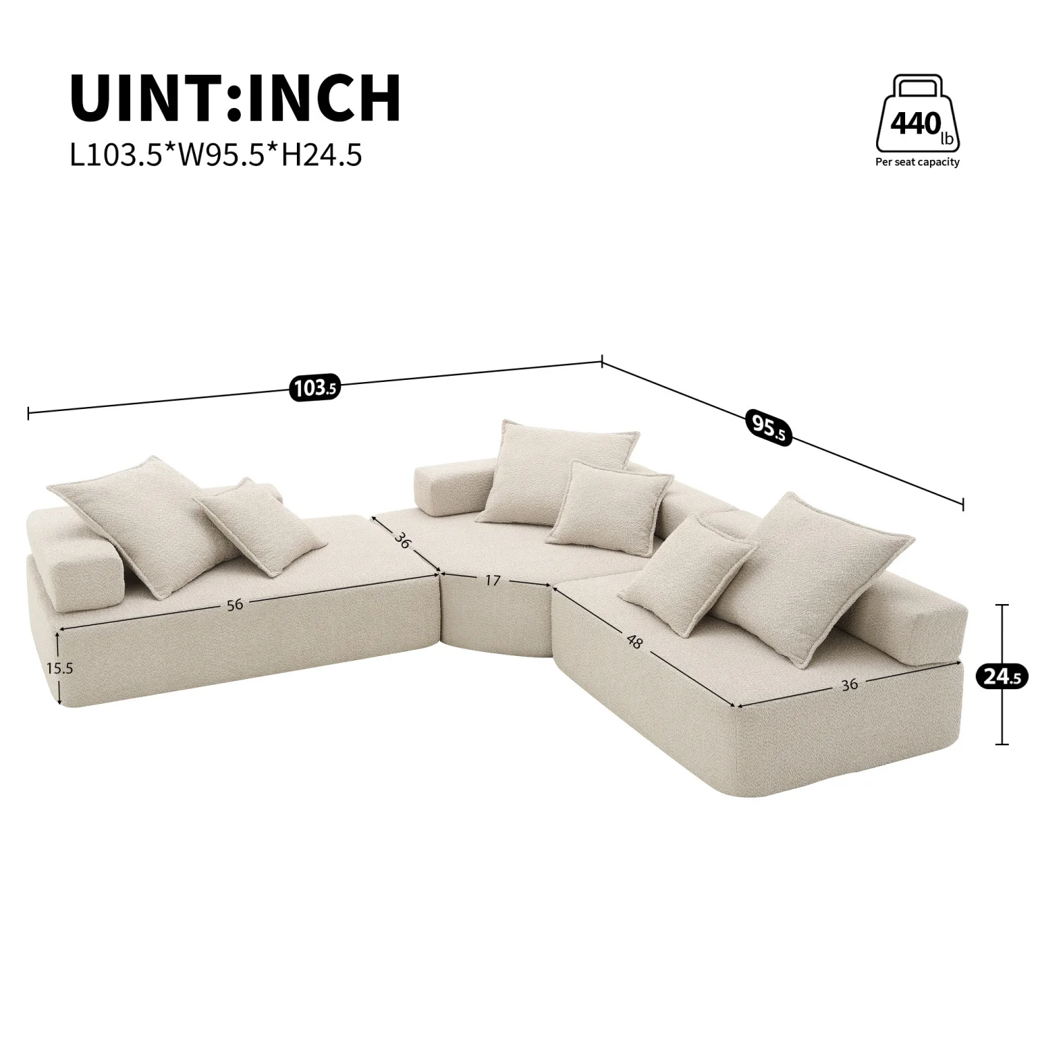 [VIDEO provided][New] Oversized Modular L Shaped Sectional Sofa,Luxury Boucle Floor Couch Set,Convertible Compressed Couch,Spaci