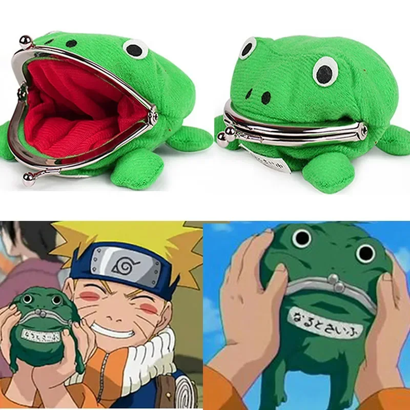 Anime Naruto Frog Wallet Uzumaki NARUTO Coin Purses Plush Manga Cosplay Accessories Kawaii Mini Purse Bag Kids Birthday Toy Gift