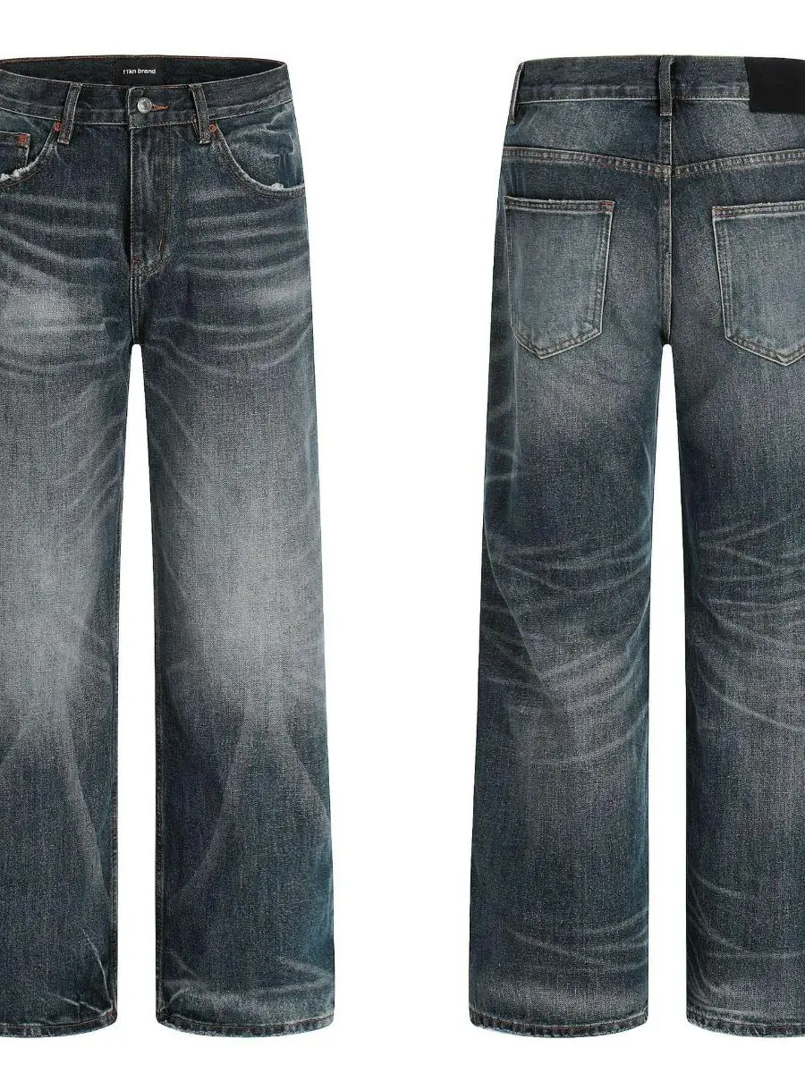 

Ретро-джинсы американского стиля, синие, мужские, CleanFit, повседневные, длинные брюки, прямые, рваные, джинсовые, женские, со средней посадкой, утолщенные
