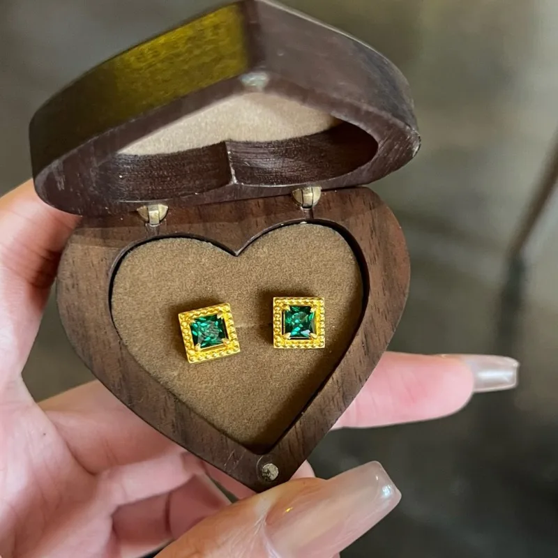 أقراط صينية جديدة فاخرة مربعة الشكل مرصعة بالأحجار الكريمة أقراط ذهبية عصرية متعددة الاستخدامات للزوجة والصديقات #2