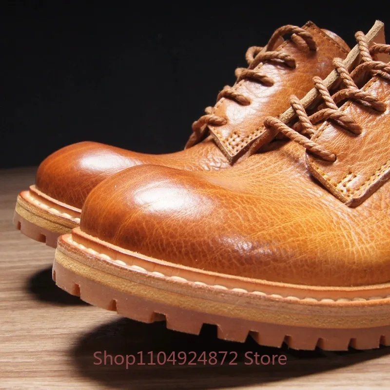 High End Cowhide Derby Shoes Men's British Fashion Thick Sole Business Casual Leather Shoes Male Youth Genuine Leather
