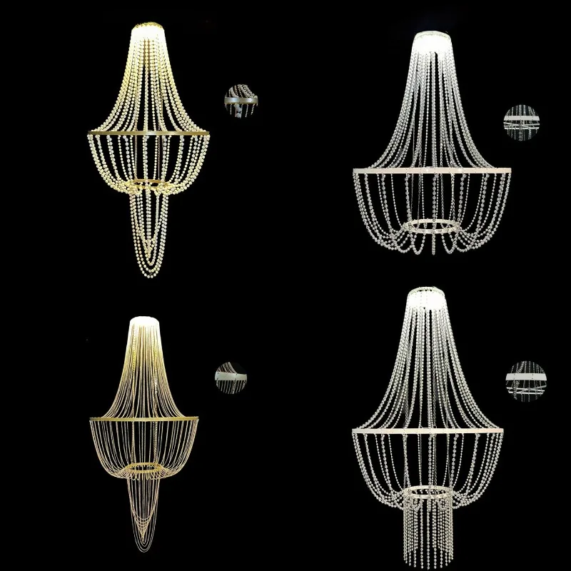 

New Wedding Props Wedding Hall Hotel Venue Arrangement Meichen Export Finished Bead Curtain Decorative Lights Lighting Pendants