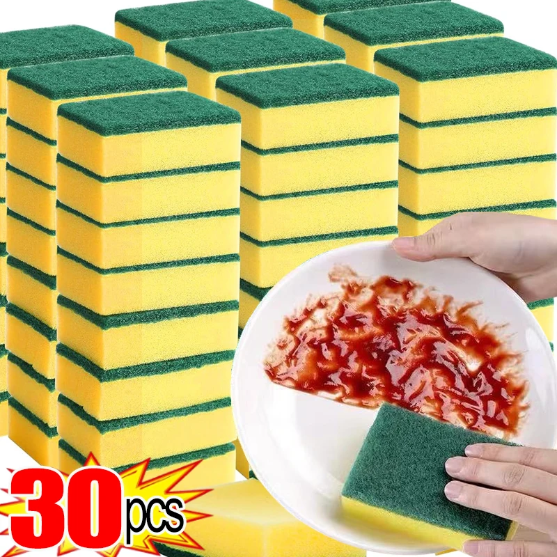 30/1pcs Magic Cleaning Sponge Wipe Highly Absorbent Kitchen Dishwashing Sponge Washing Pot Rust Stain Brush Scrub Scouring Pads