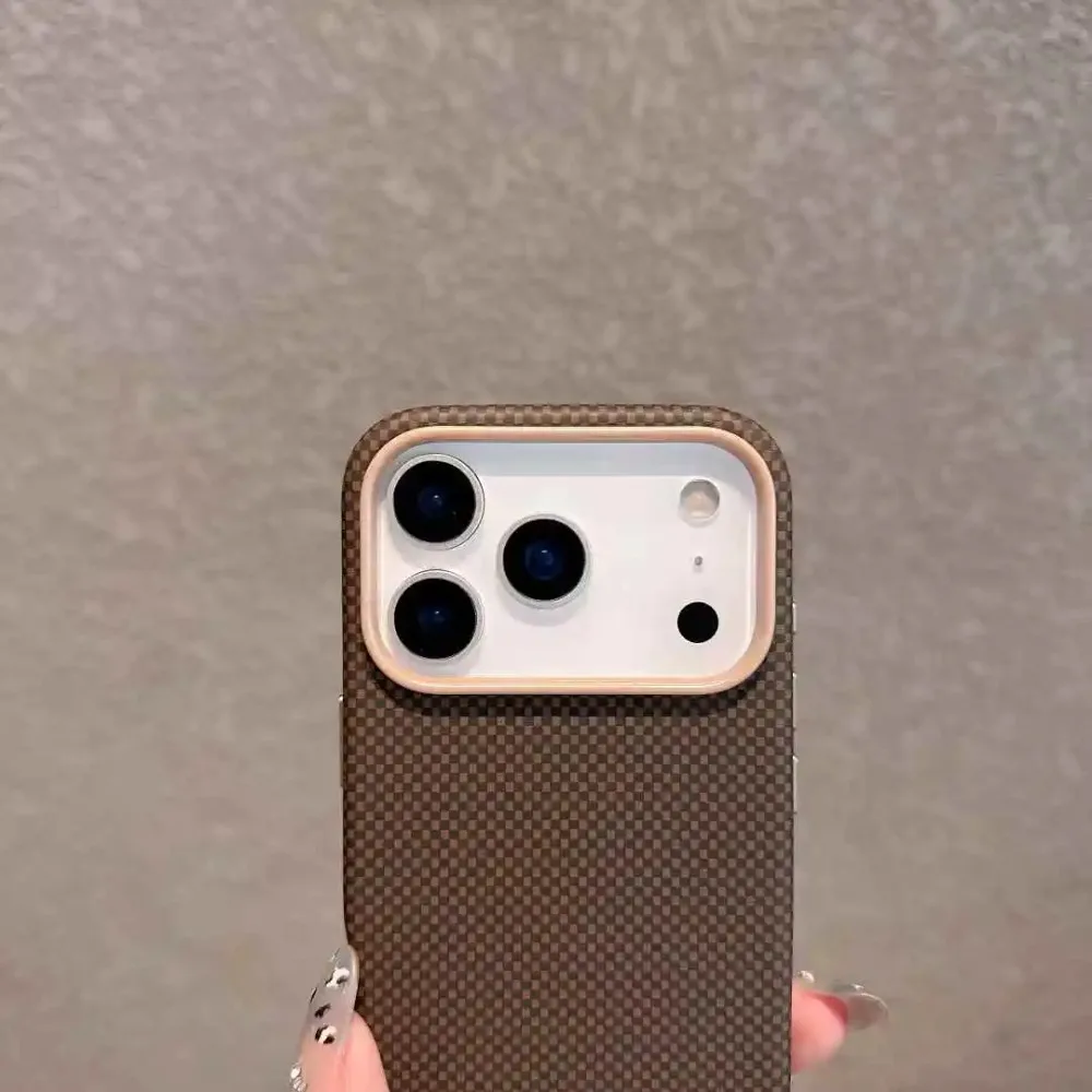 オリジナルケブラー炭素繊維テクスチャ磁気ケース iPhone 17 Pro Max 17 Air用 スムースタッチメタルカメラフレーム耐衝撃カバー