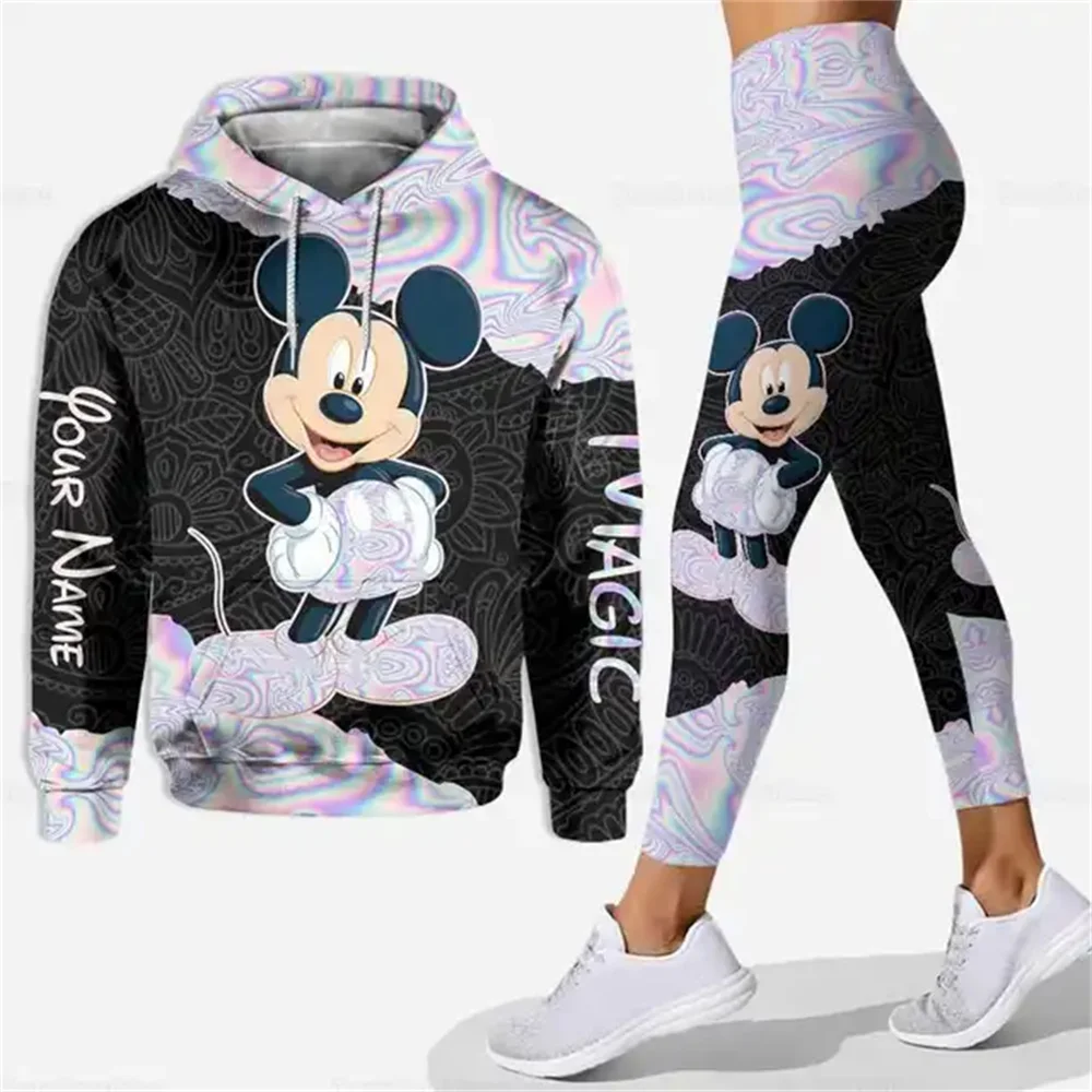 2024 Autumn Disney Mickey Mouse 3D Hoodie Women Hoodie Yoga Pants Set Disney Mickey Yoga Sweatpants Hoodie Fashion Sports Set