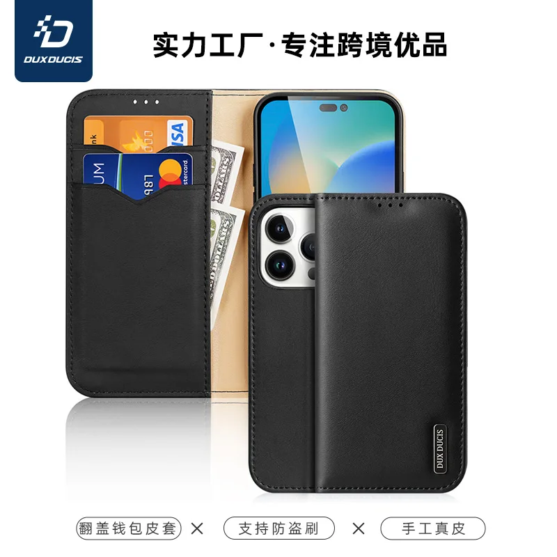 Dux Ducis Luxury Genuine Leather Wallet Case For Iphone 16 15 14 Plus Pro Max Vintage Card Flip Cover Bag Cases