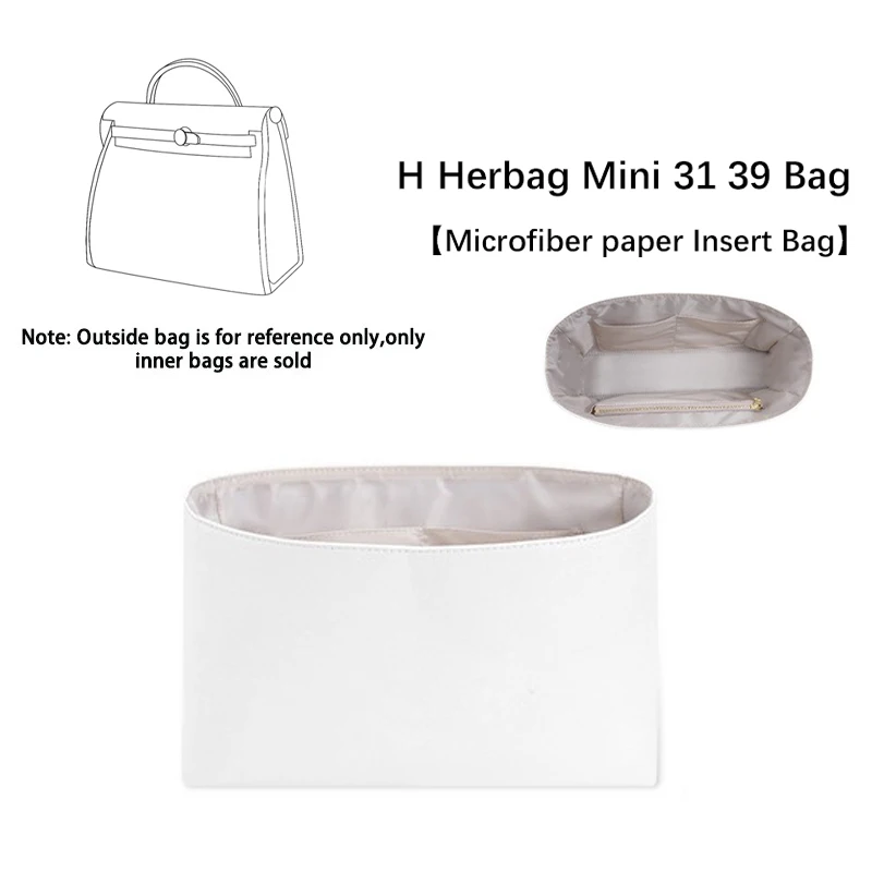 EverToner Fits For H-herbag Mini 31/39 Handbag Organizer Makeup Bag Insert Waterproof Microfiber paper inner bag